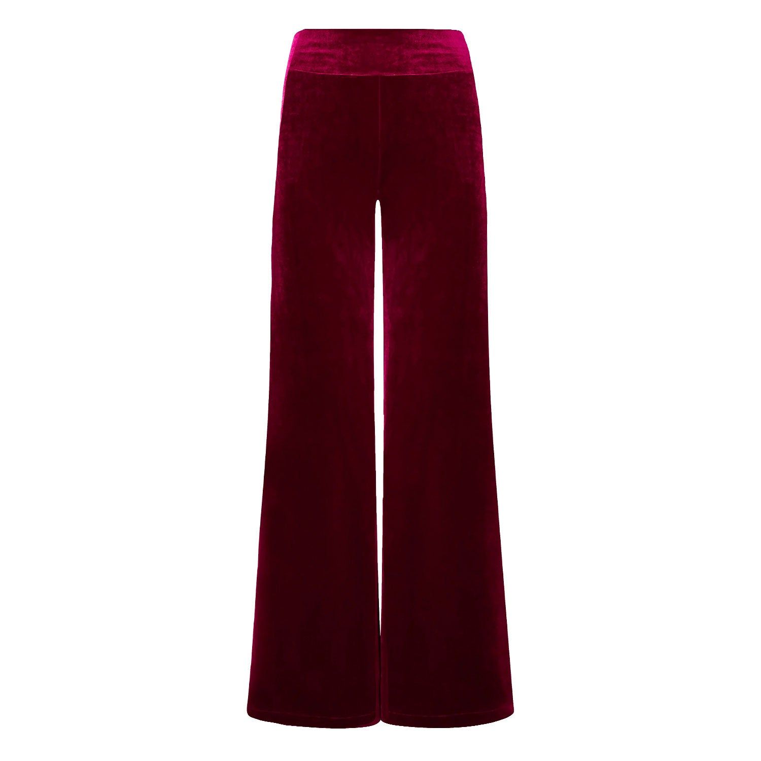 Ruby Velvet Wide Flare Trousers