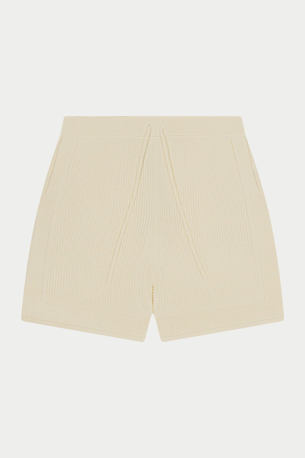 CONTRAST KNIT CROCHET SHORTS - OFF WHITE