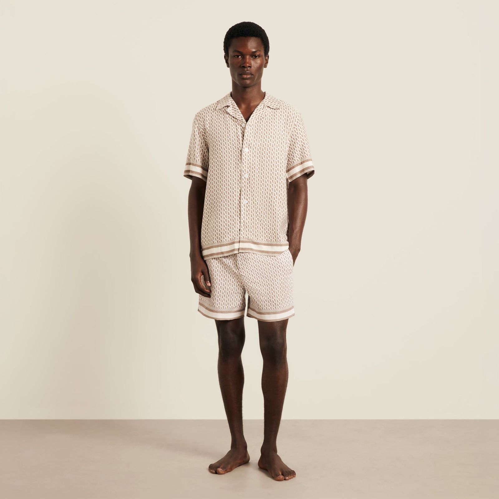 Galliano Border Shirt - Beige