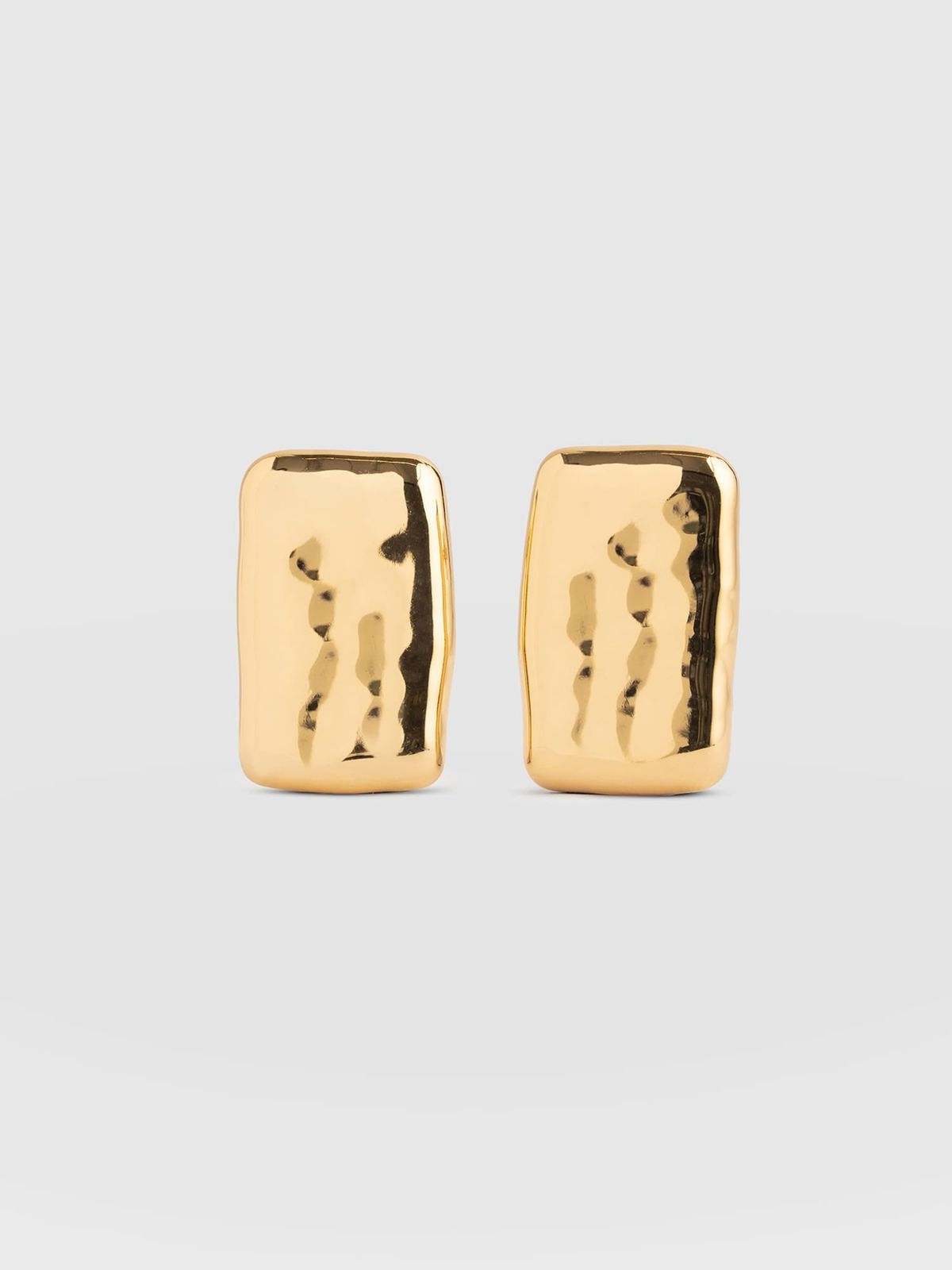 Hammered Rectangle Earrings - Gold
