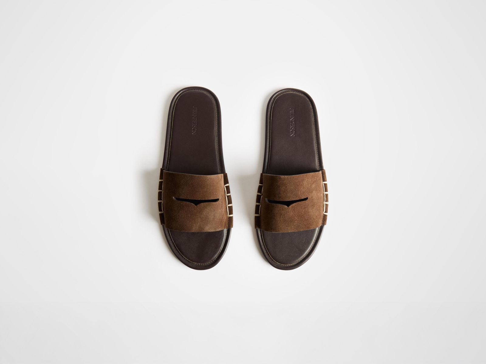 MENS LOAFER SLIDE MULES IN BROWN