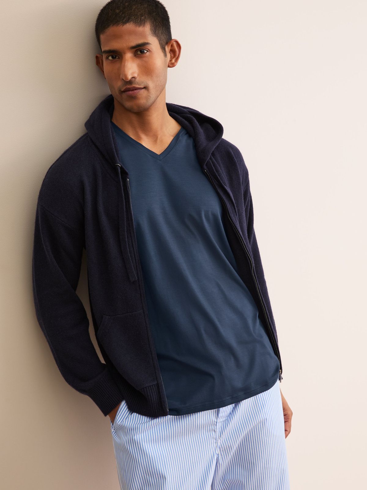 Basel Micro Modal V-Neck T-Shirt Navy Blue