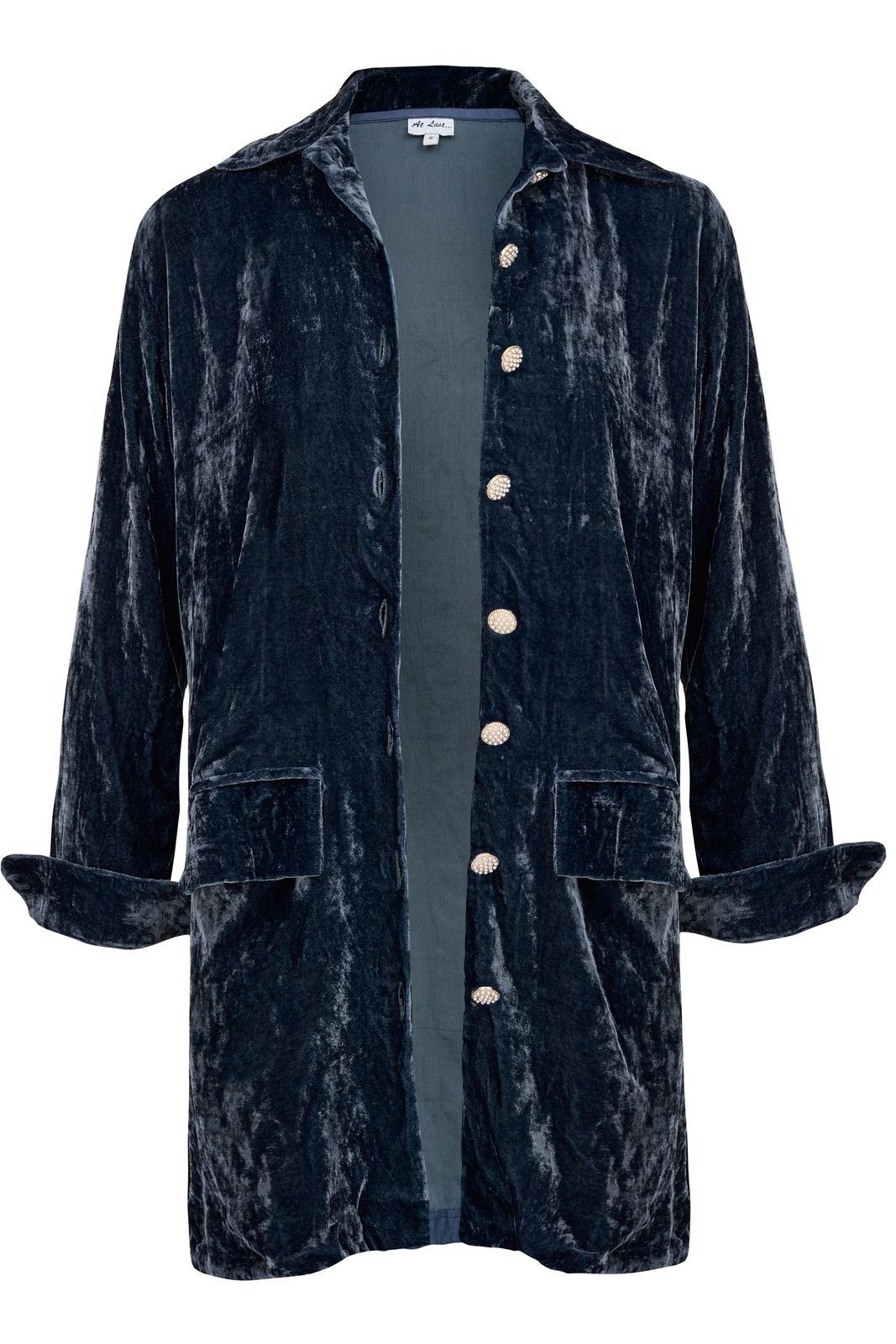Bonnie Silk Velvet Shirt/jacket In Slate Grey