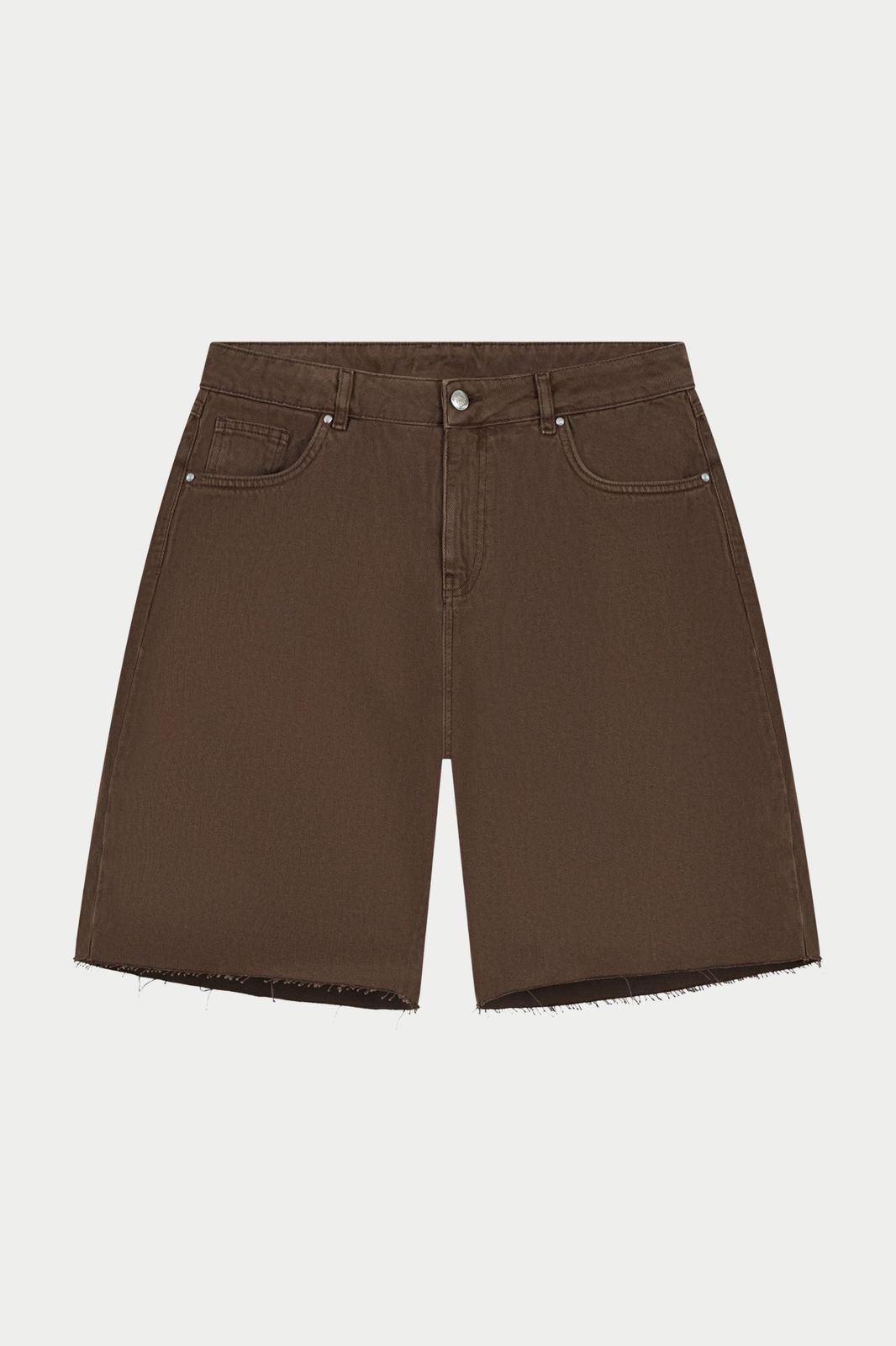 DENIM RAW EDGE SHORTS - BROWN WASH