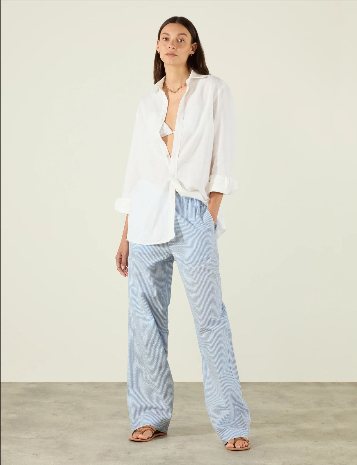 The Palazzo: Seersucker, Rain Blue Stripe