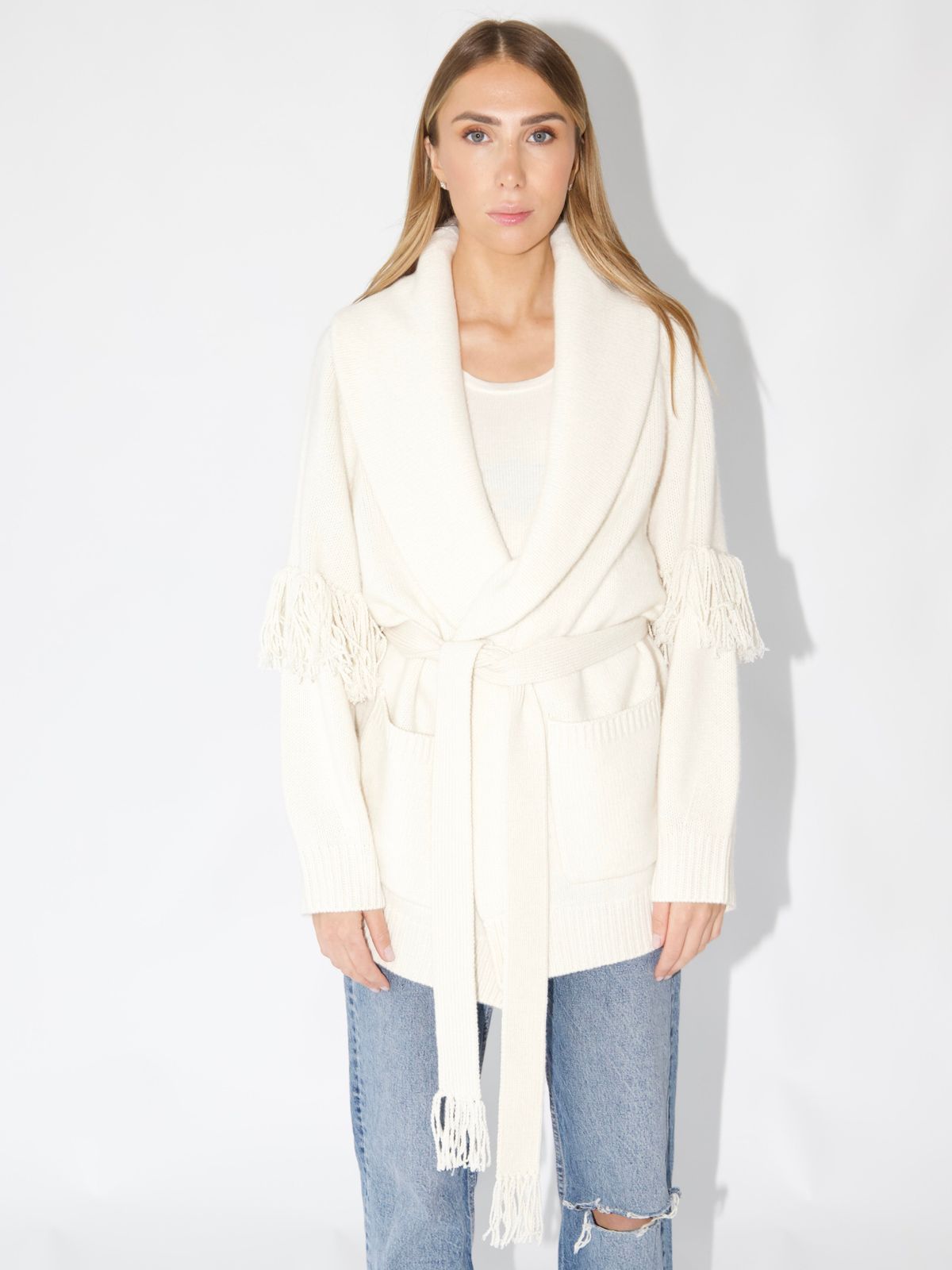 Carol Cashmere Cardigan White