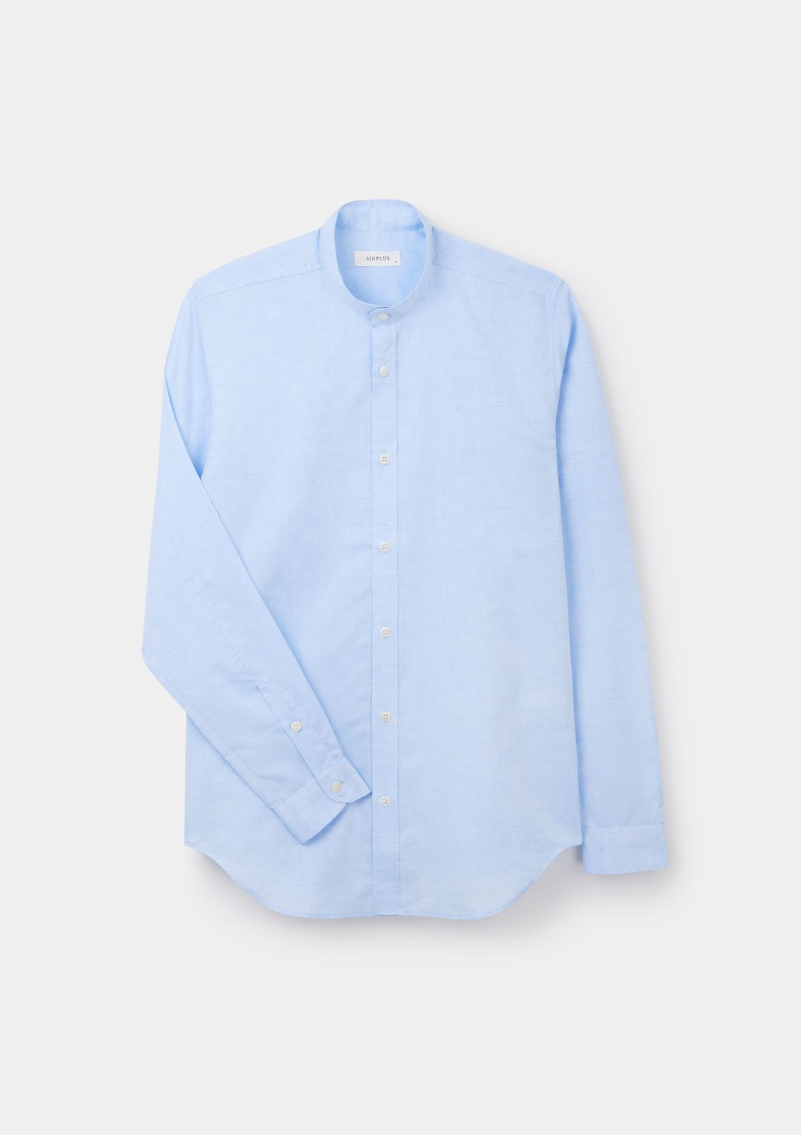 Pale Blue Cotton Linen Grandad Shirt