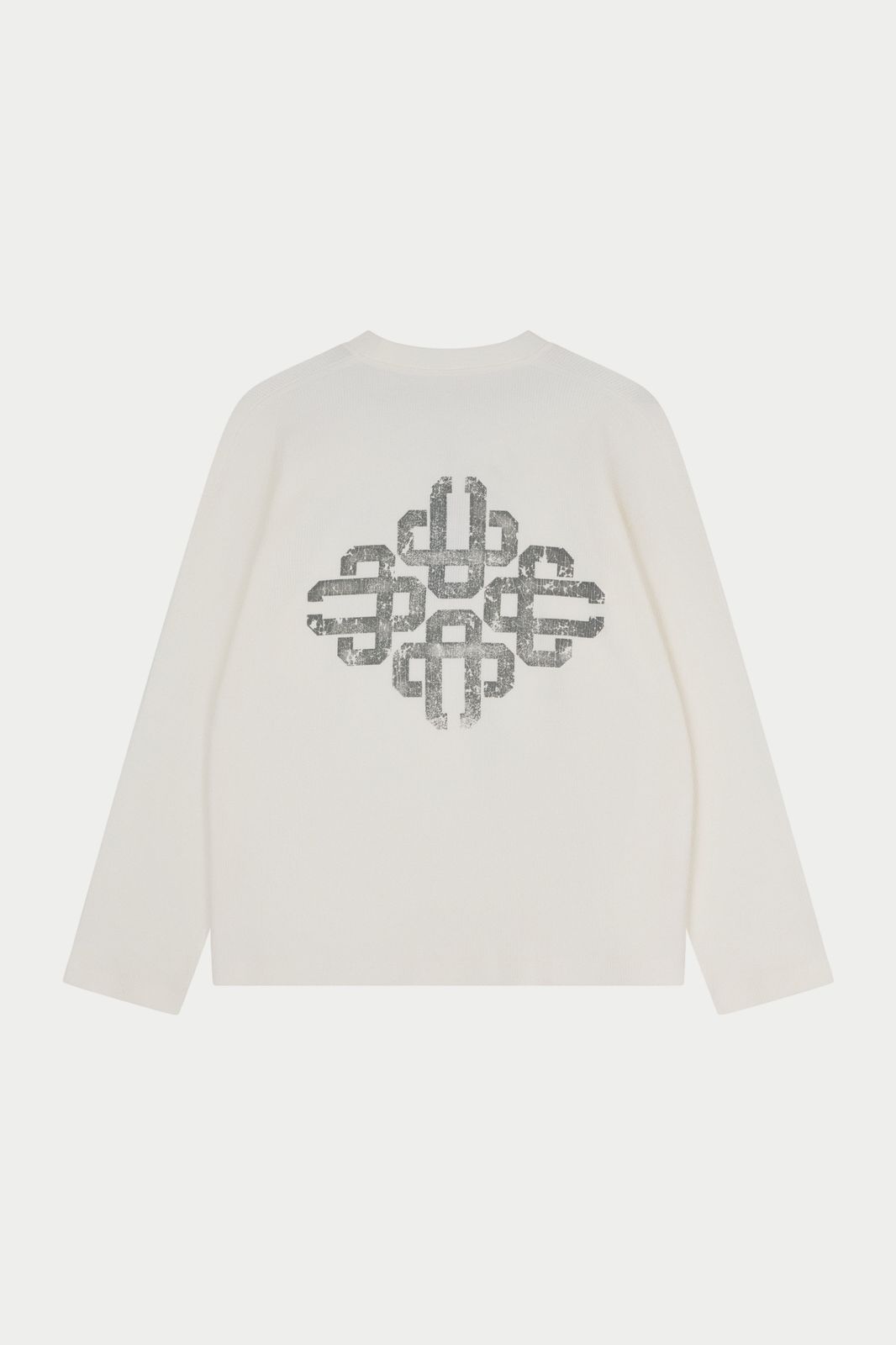 VINTAGE PRINT WAFFLE LONG SLEEVE T-SHIRT - OFF WHITE