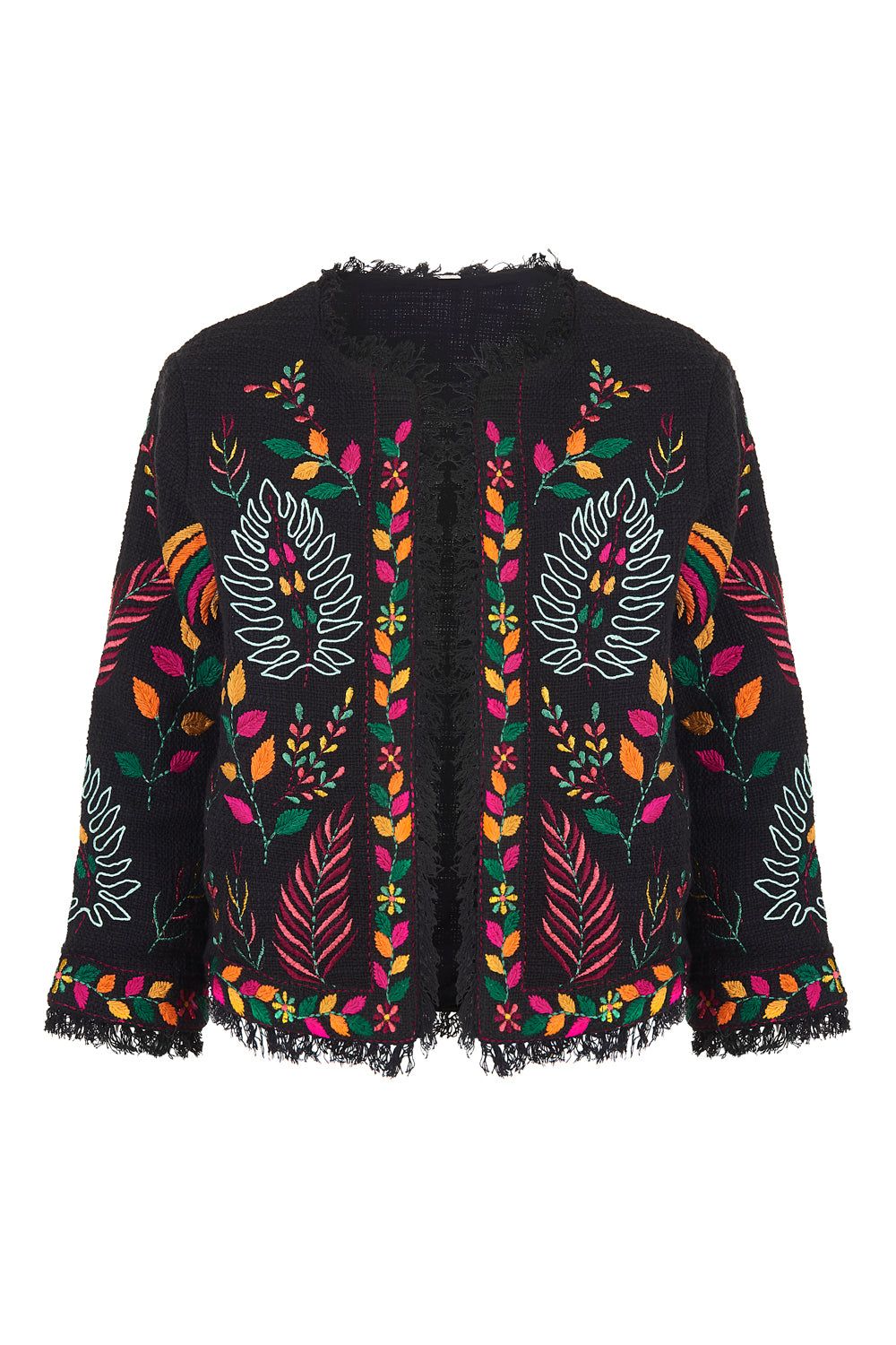 Cotton Embroidered Jacket In Black