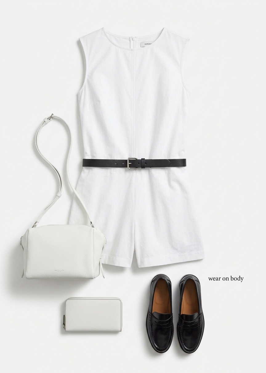 Naxos Belted Romper - White