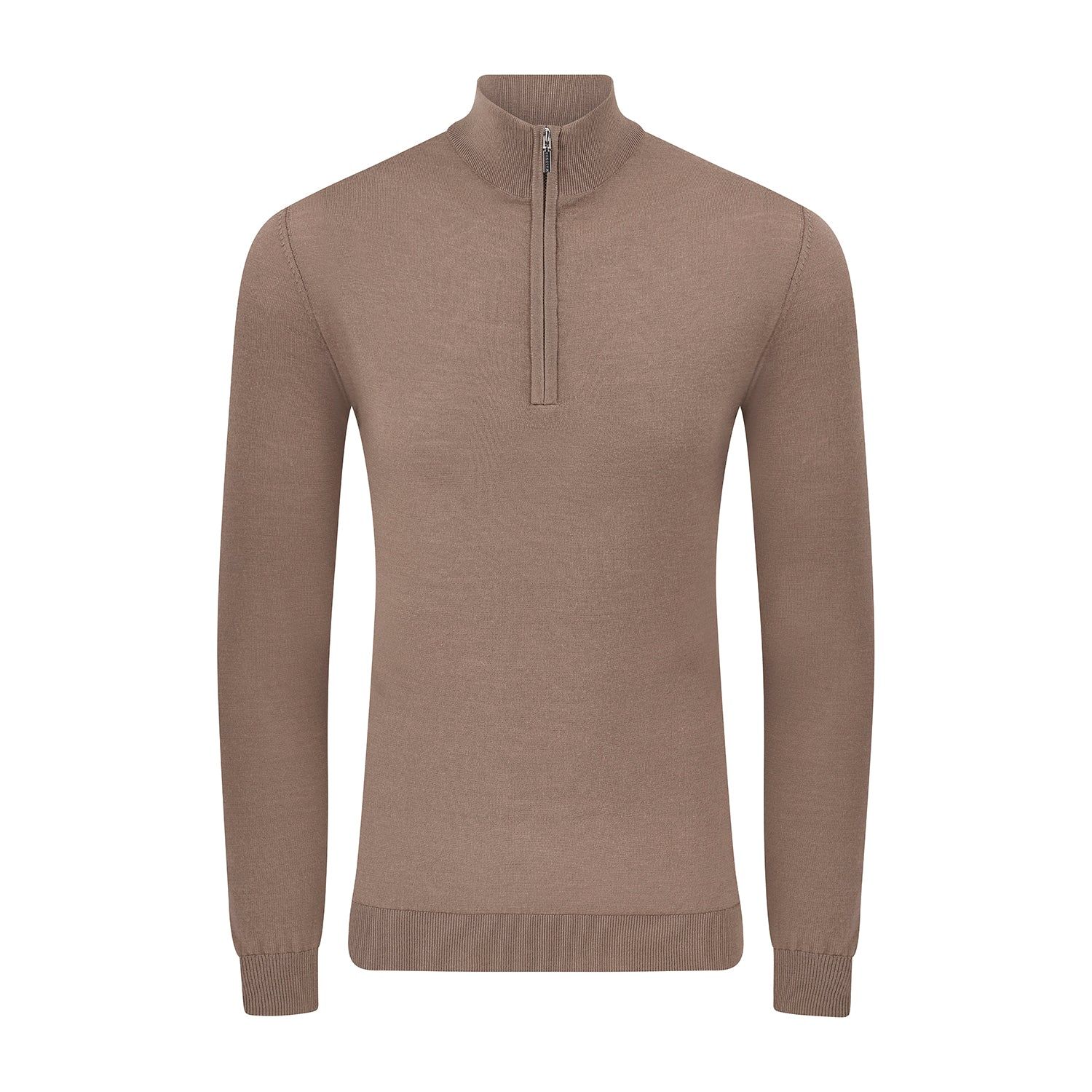 Slim Fit 'amalfi' 1/4 Zip Pullover In Desert Brown
