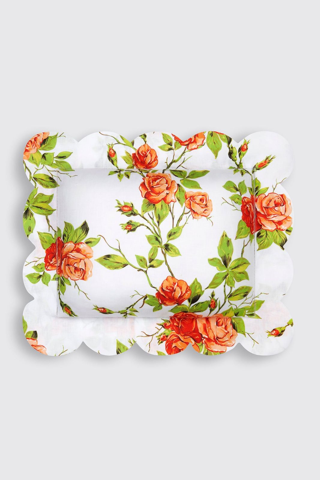 Roma Ajour Pillow Slip in Large Orange Roses Print