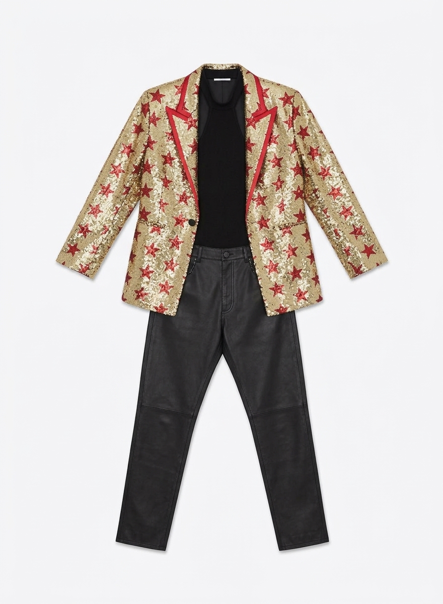 Phix X David Bowie Gold Sequin Star Blazer