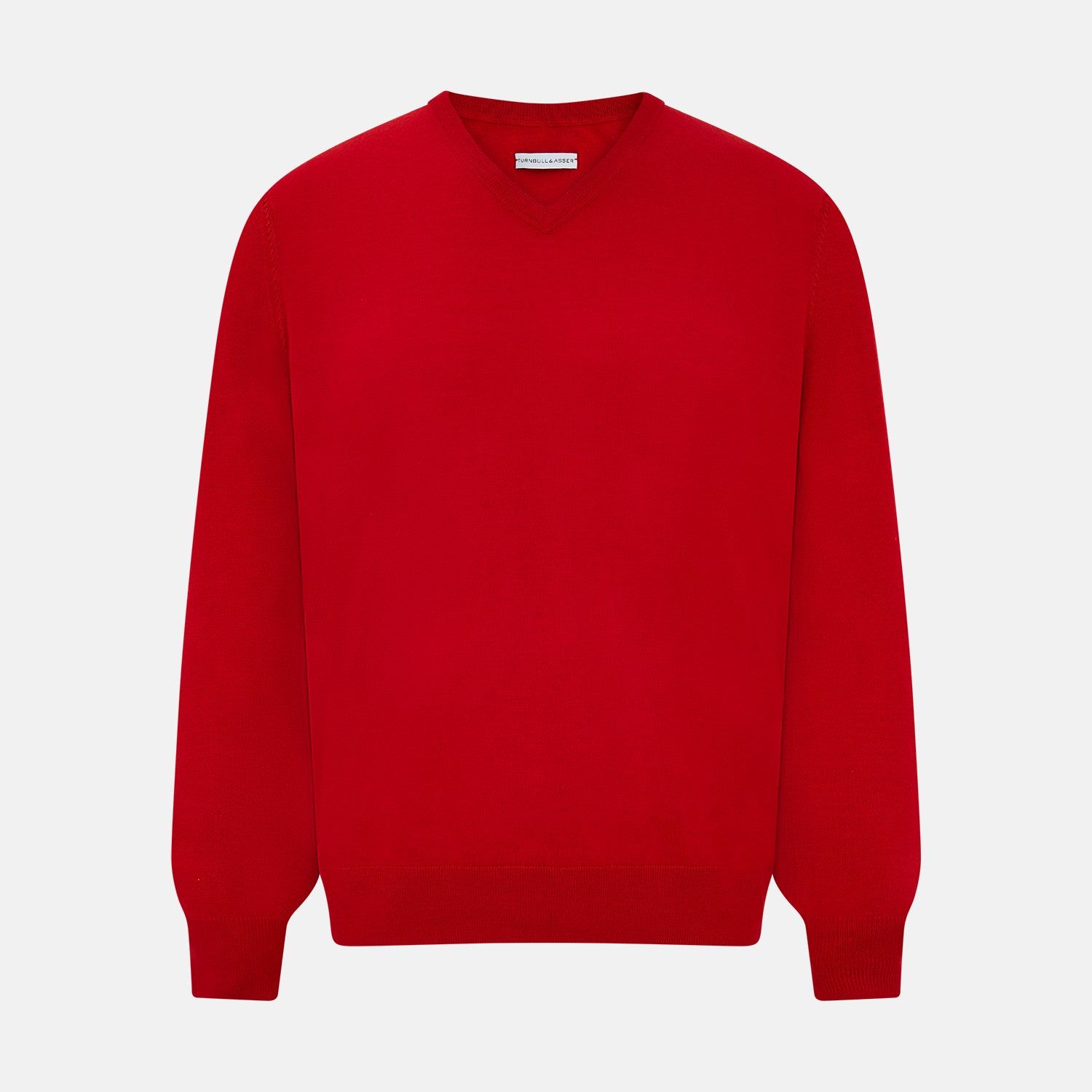 Red Fine Merino V-Neck Jumper