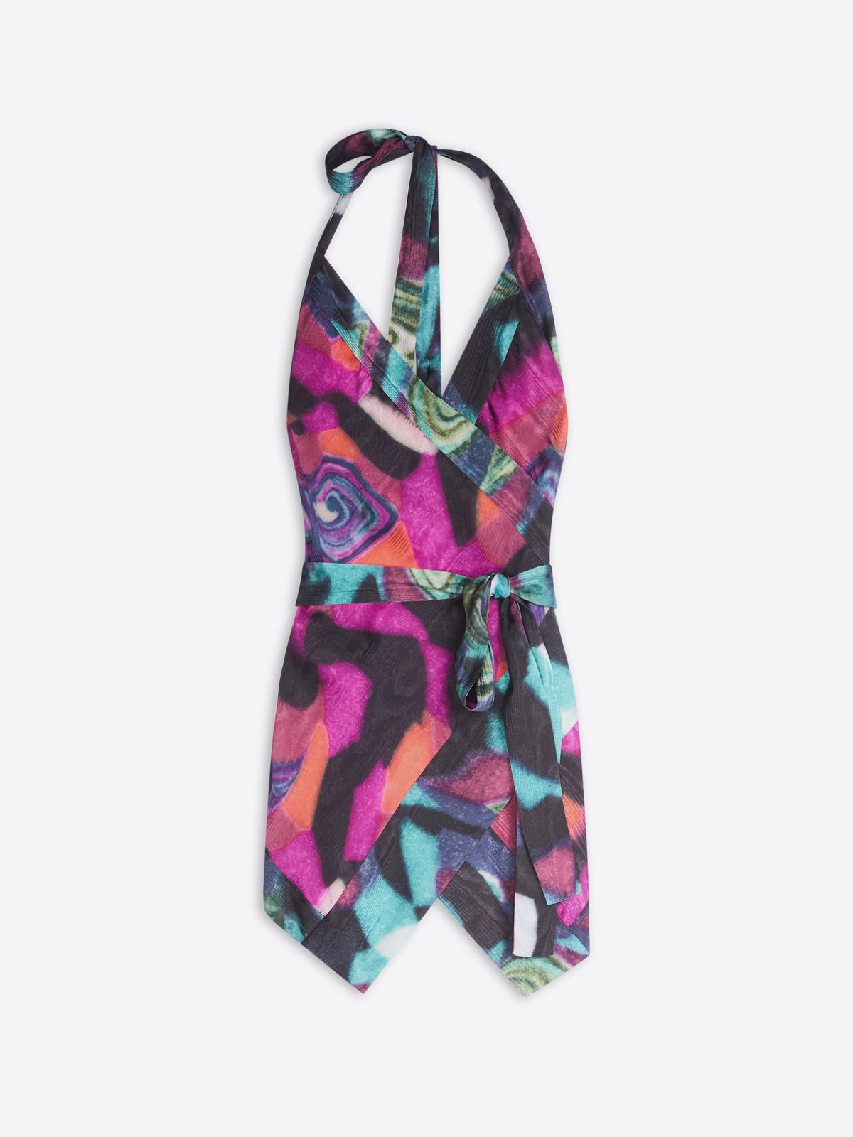 Halterneck moiré top