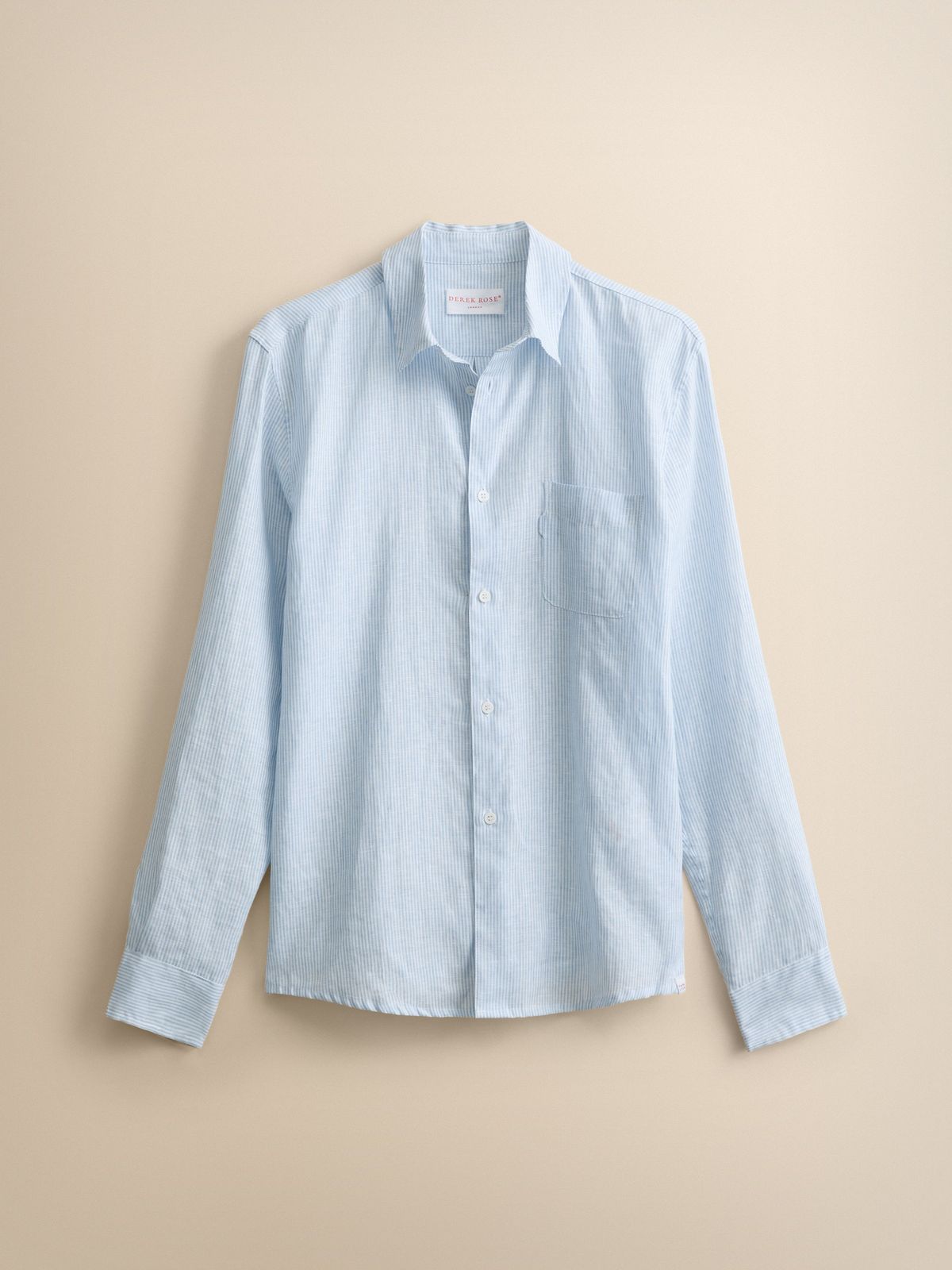 Malibu Linen Long Sleeve Shirt Blue & White Stripe