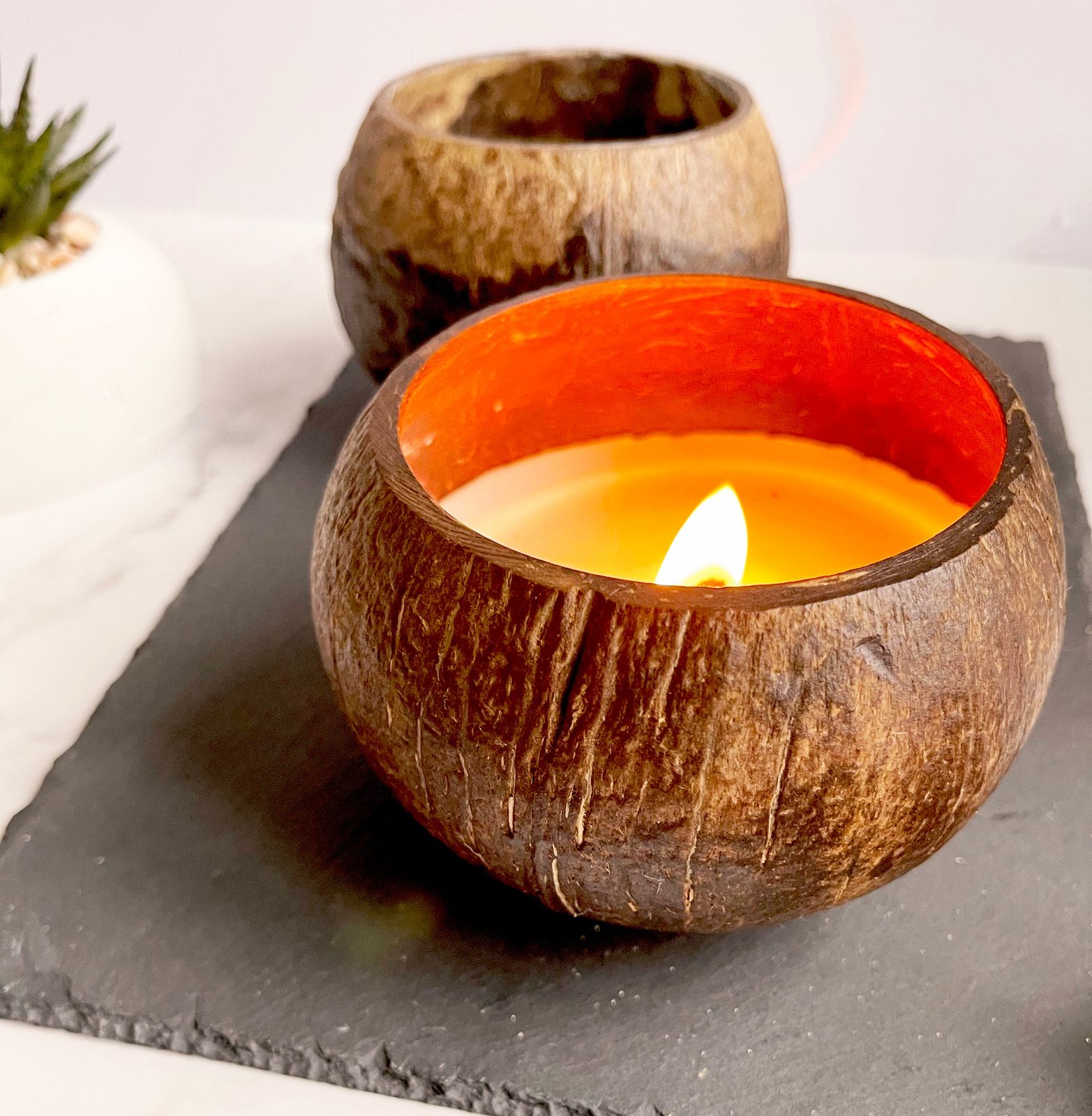 Handmade Soy Coconut Shell Candle | Toasted Coconut | 45-50 Burn Hours