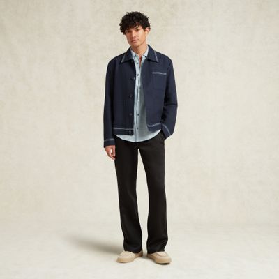 CRUZ EMBROIDERED LIGHTWEIGHT COTTON JACKET - NAVY