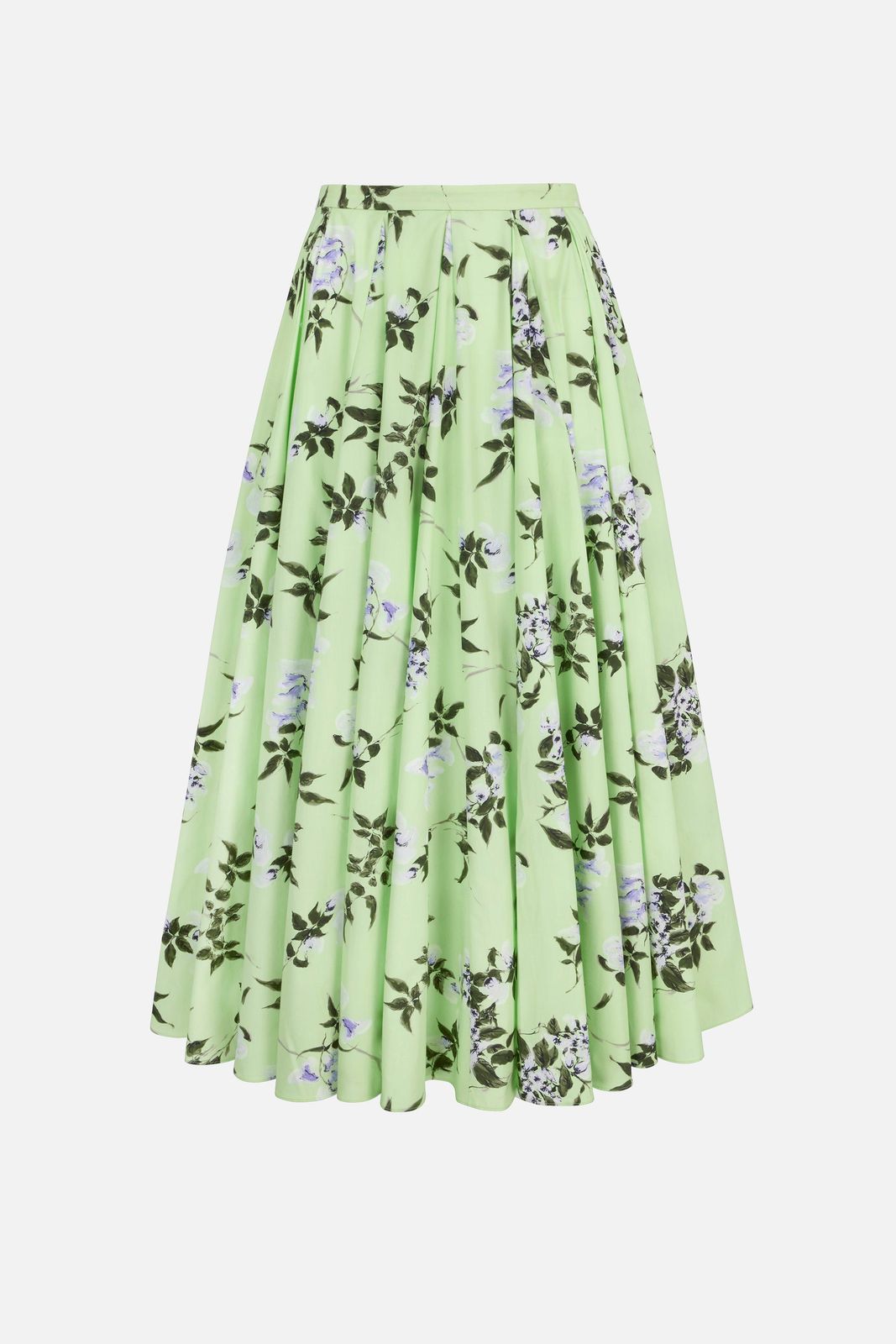 Rhea Skirt In Lilac Lillies & Cherry Print on Green Organic Cotton