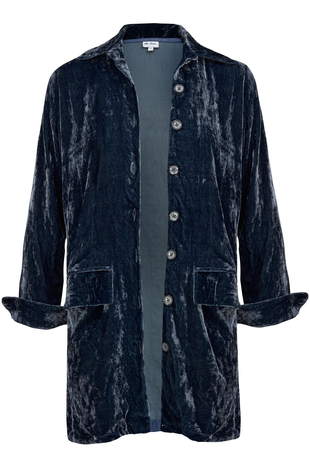 Kensington Silk Velvet Shirt/jacket In Slate Grey