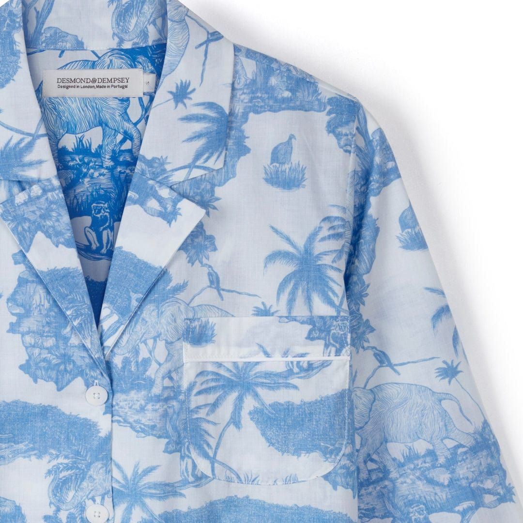 Boxy Shirt And Wide Leg Trouser Set Loxodonta Print Blue