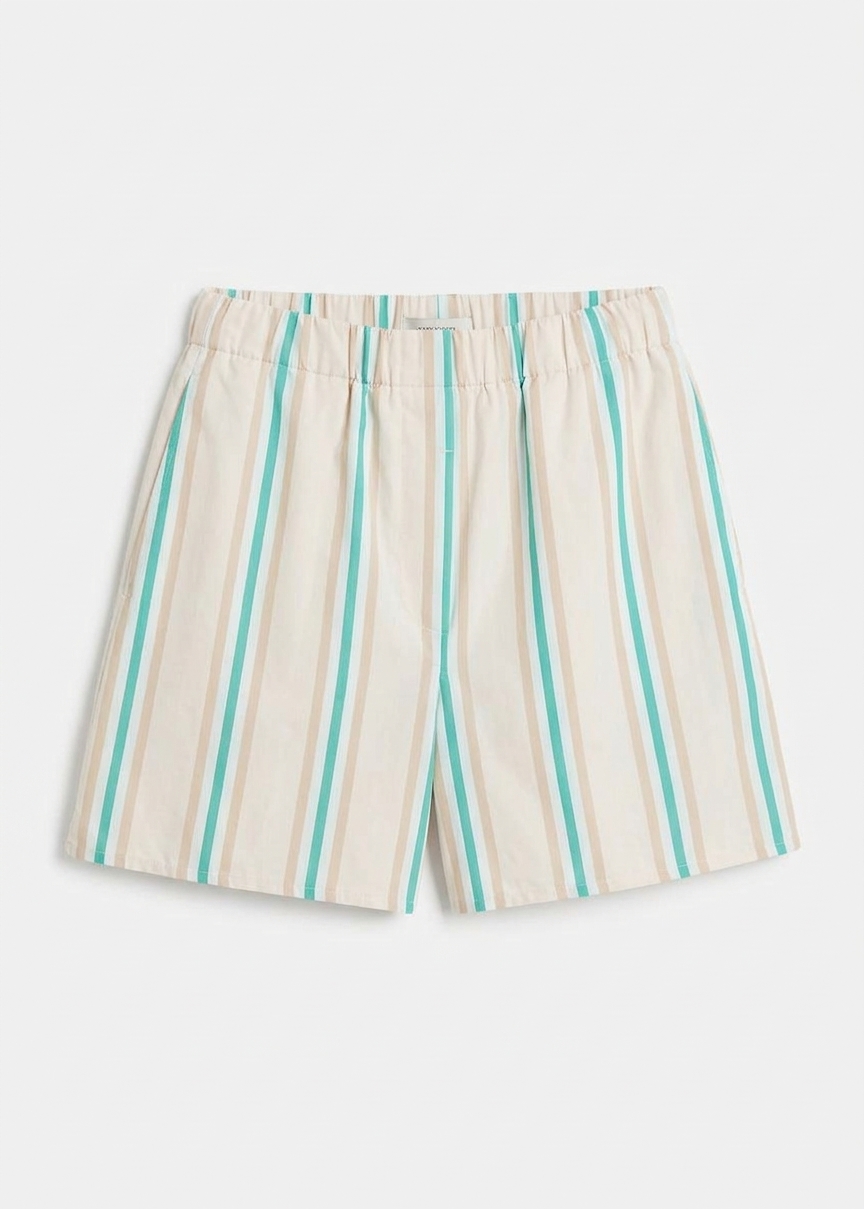 Lui Fluid Boxer Shorts - Beige Multi Stripe