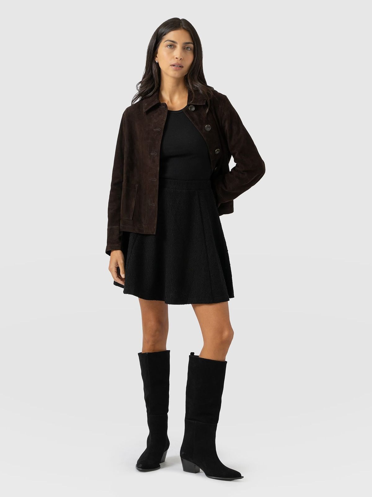 Macie Mini Skirt - Black Boucle