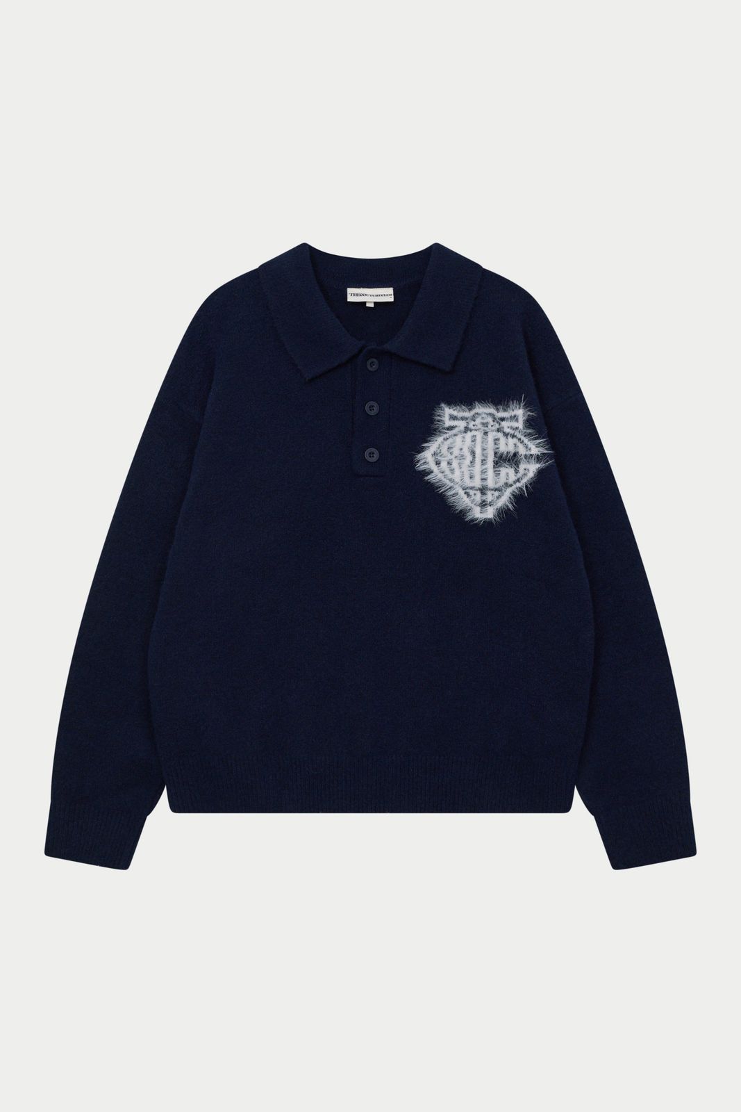 MONOGRAM FLUFFY KNIT POLO - NAVY