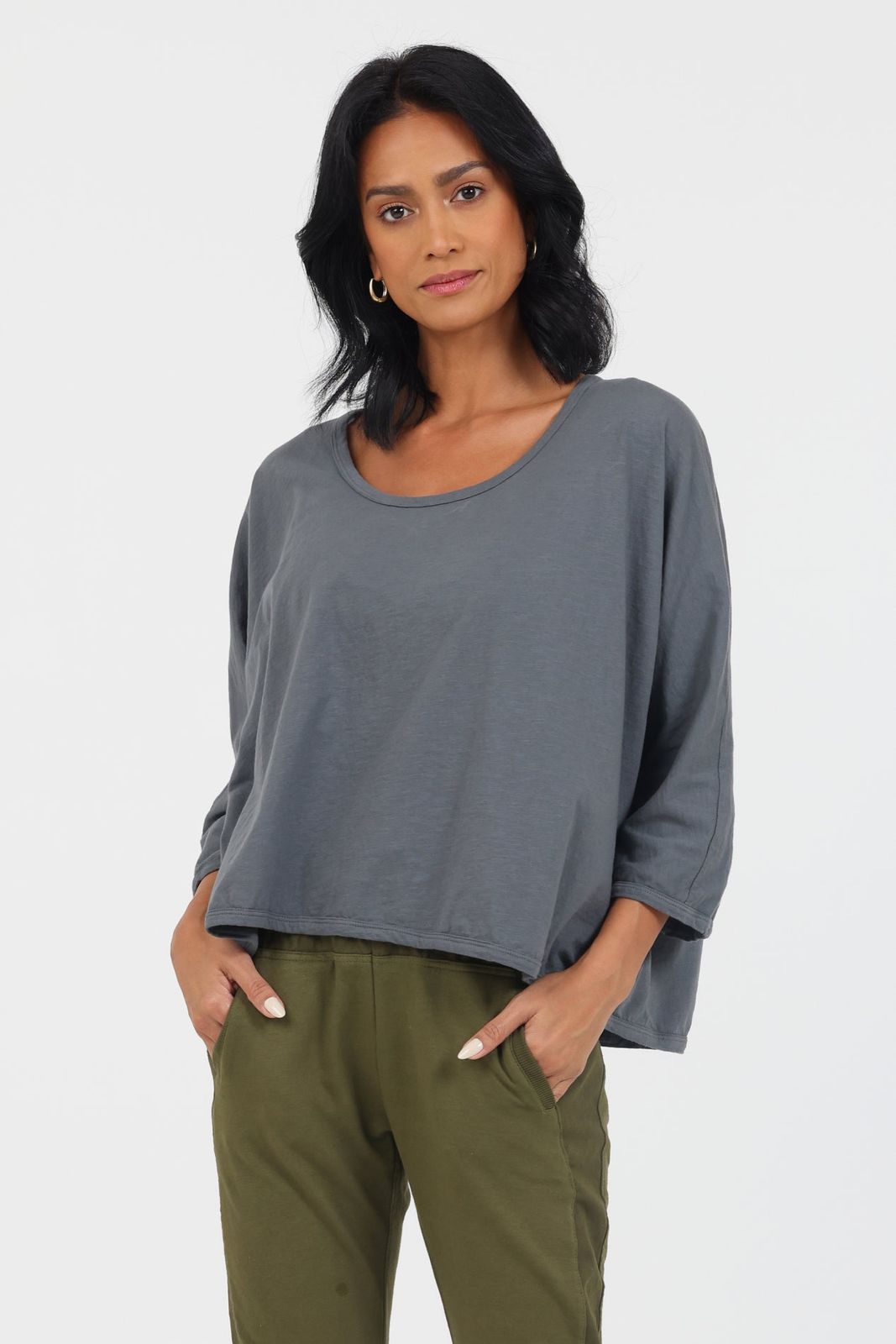 Kafi Jersey Oversize Kimono Sleeve Top