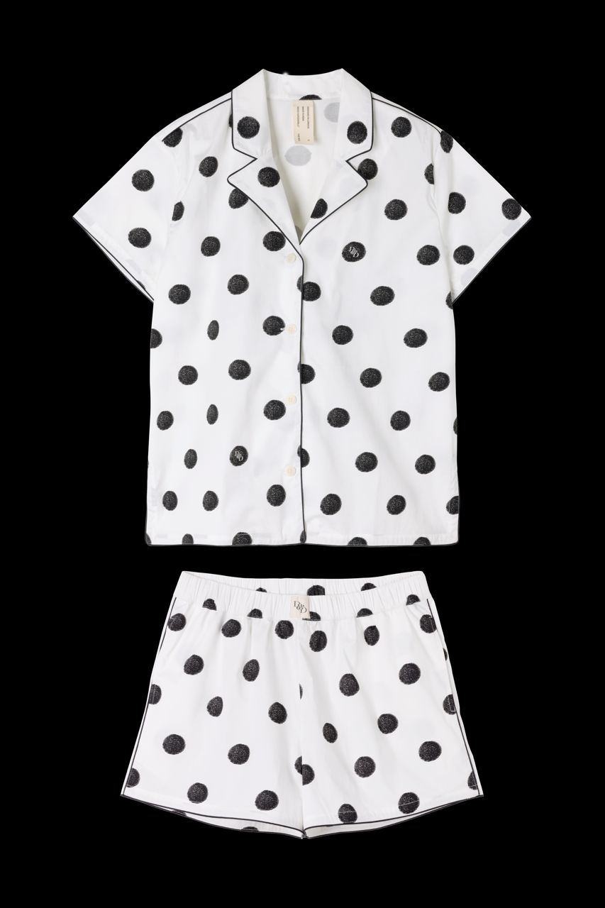 402 Short Pyjama Set Dot White/black