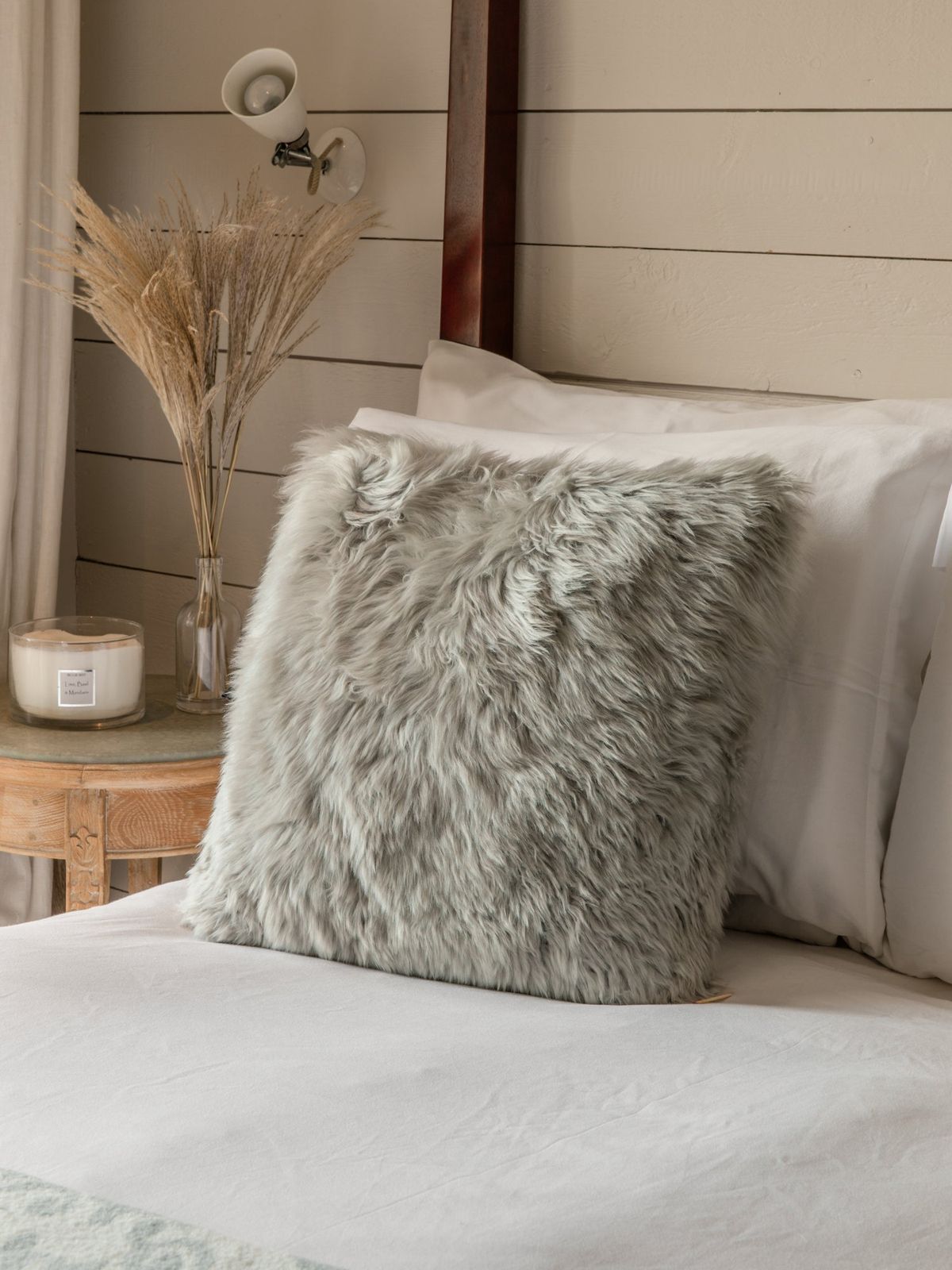 Sheepskin Cushion - Light Grey