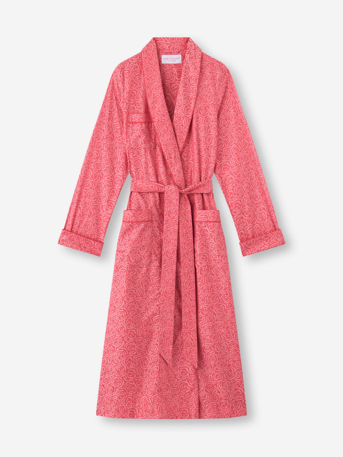 Paris Cotton Jacquard Dressing Gown Red Rose