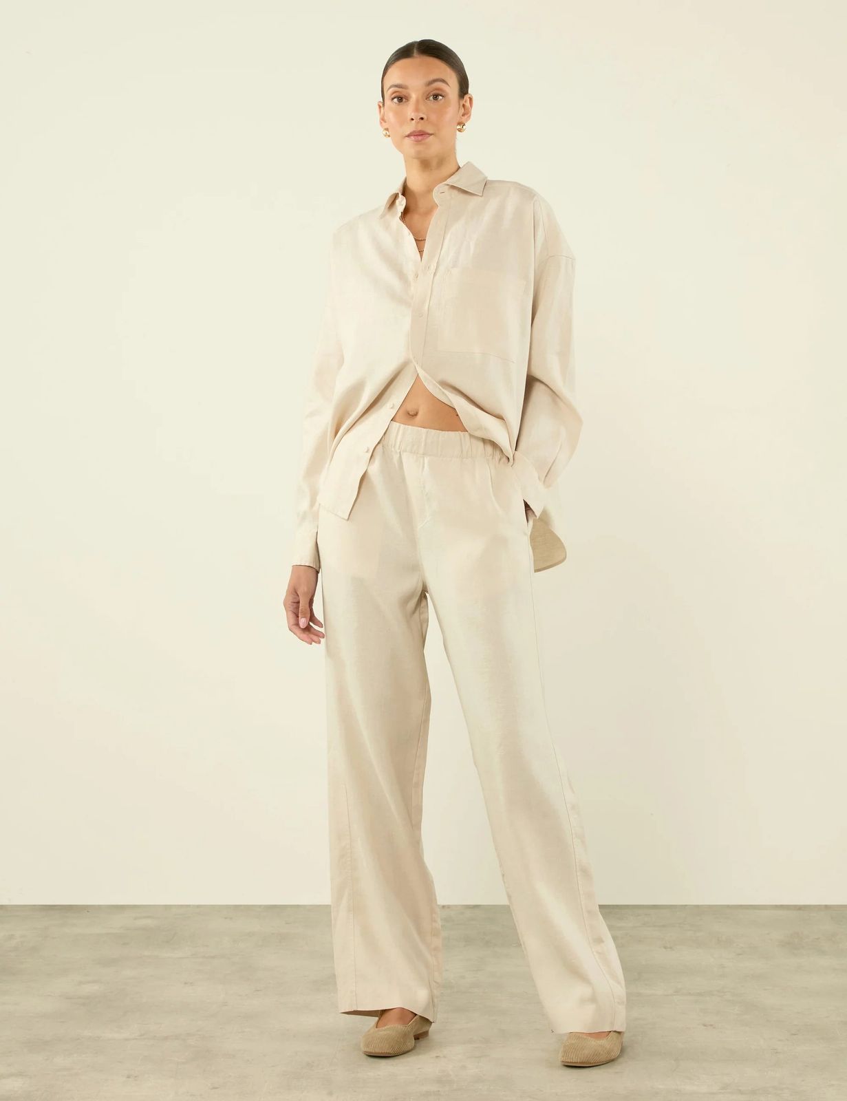 The Set: Hemp Parchment Shirt & Palazzo