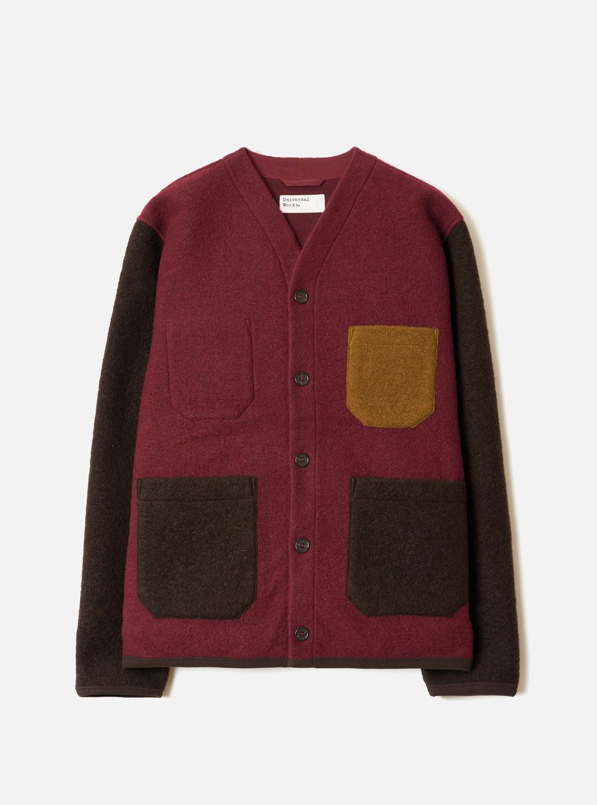 Berry/Brown Wool Fleece Cardigan