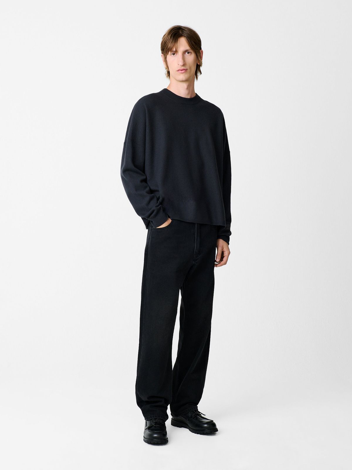 Riso Straight Leg Denim Pant in Washed Black
