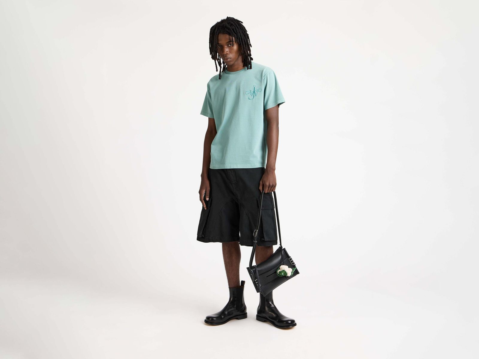 MENS RIBBON ANCHOR T-SHIRT IN WASHED TEAL
