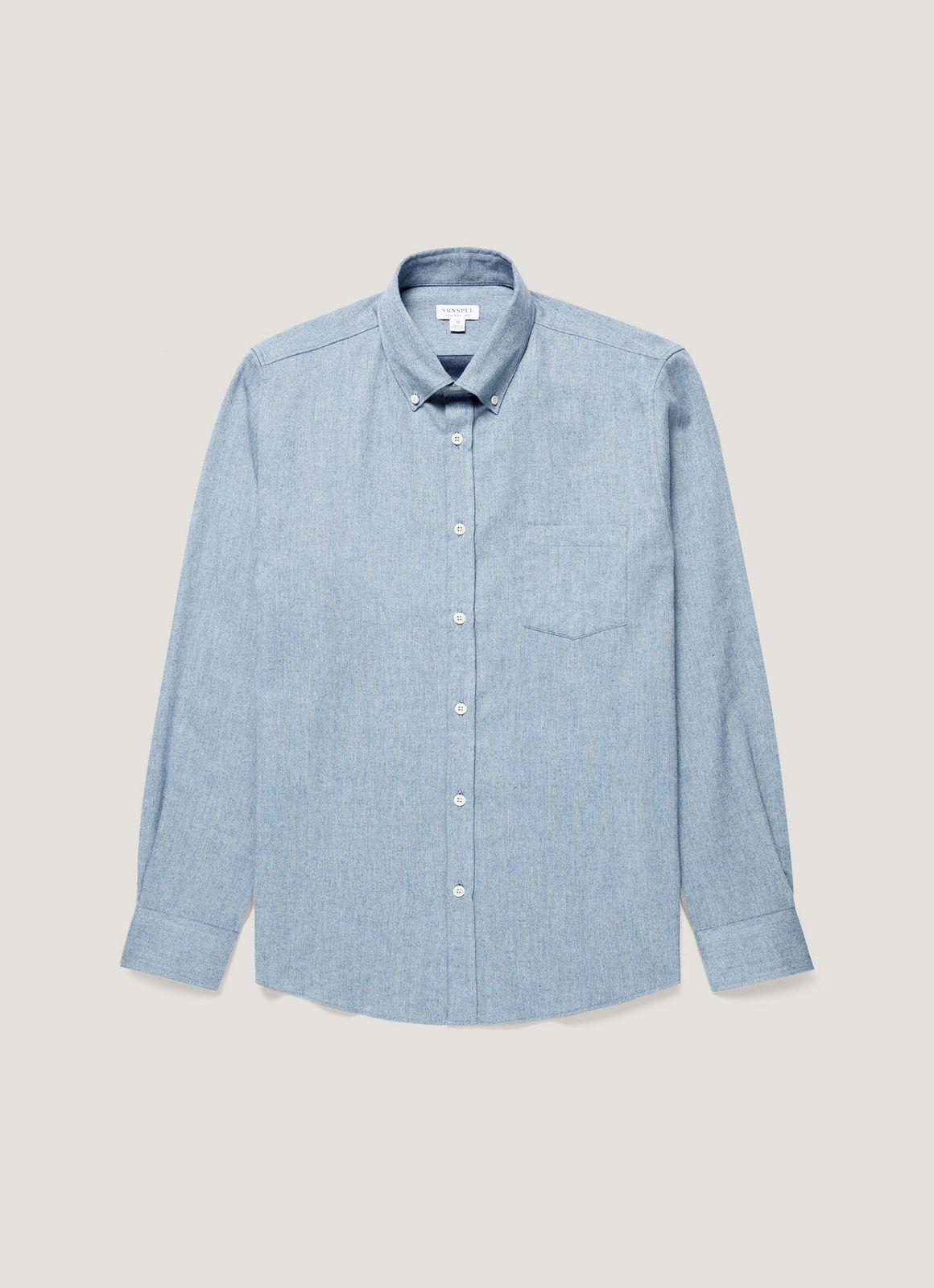 Men's Button Down Flannel Shirt in Powder Blue Melange