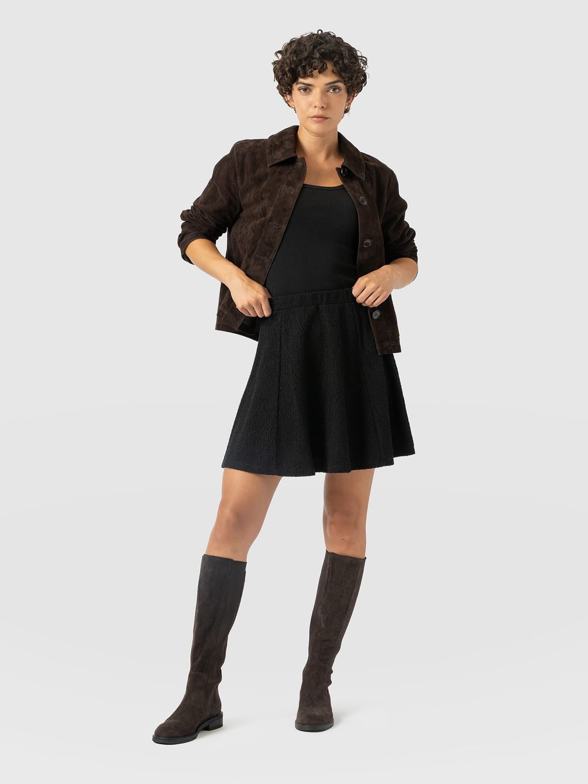 Macie Mini Skirt - Black Boucle