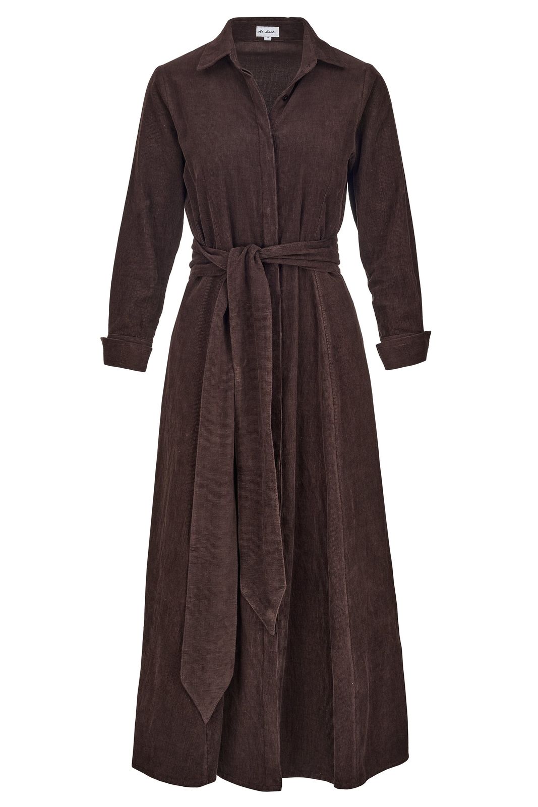Marigold Corduroy Midi Dress In Chocolate