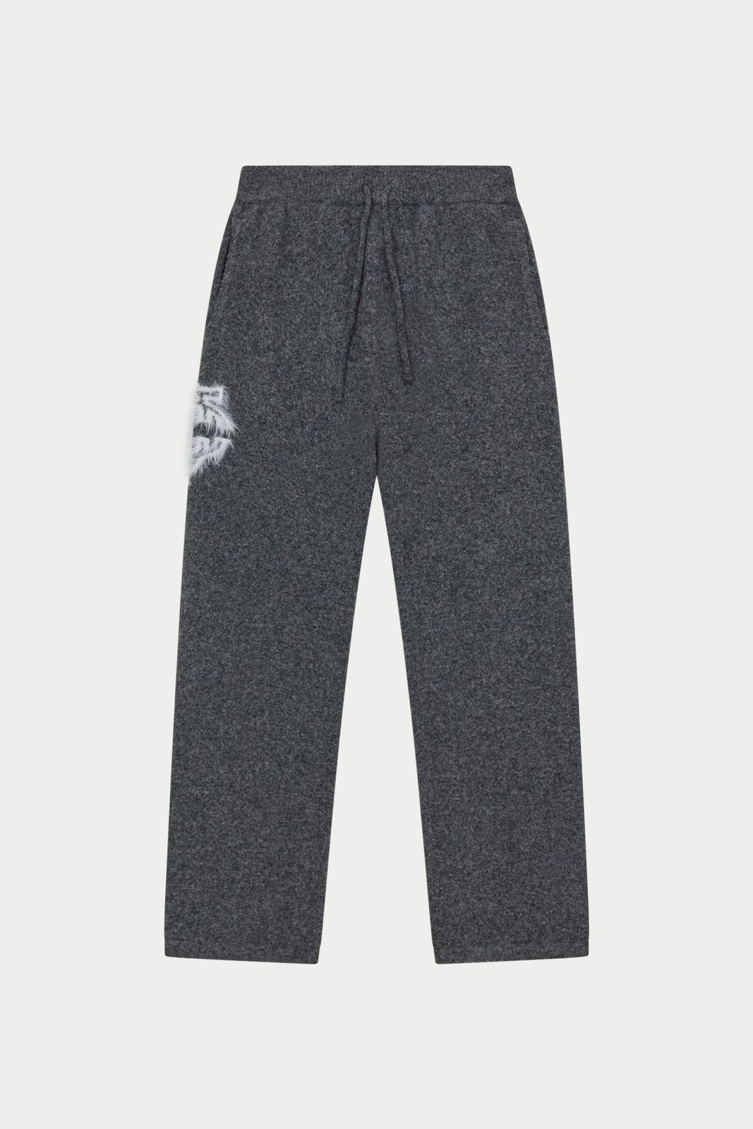 MONOGRAM FLUFFY KNIT JOGGERS - CHARCOAL