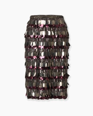 Sequin-Embroidered Knee-Length Skirt