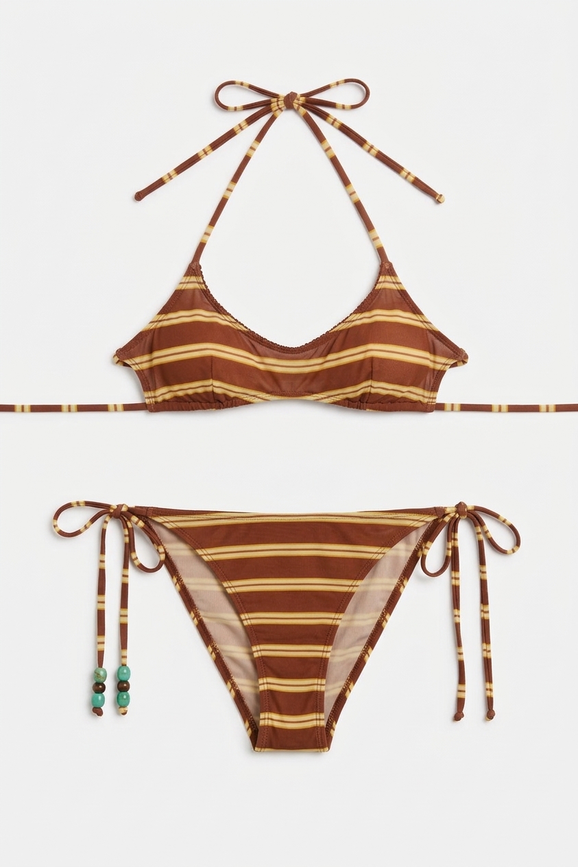 Trudi Reversible Bikini Top - Mint Or Choc Stripe