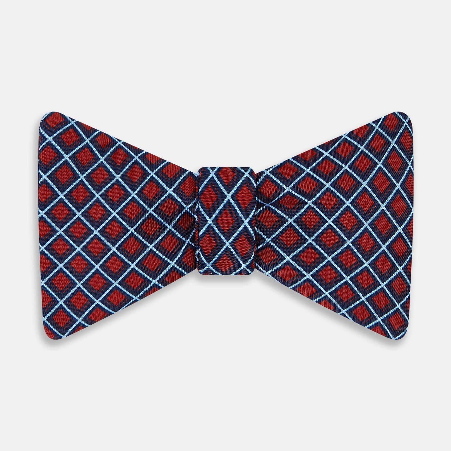 RED AND BLUE CHECKED SILK BOW TIE