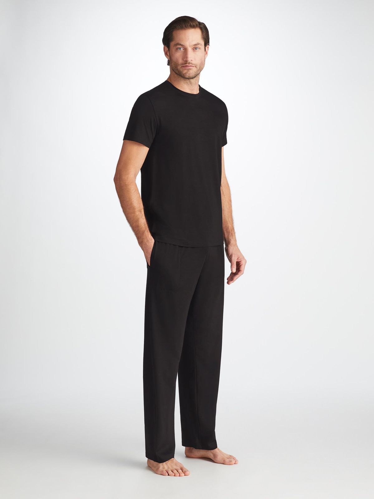 Basel Micro Modal T-Shirt & Lounge Trousers Set Black