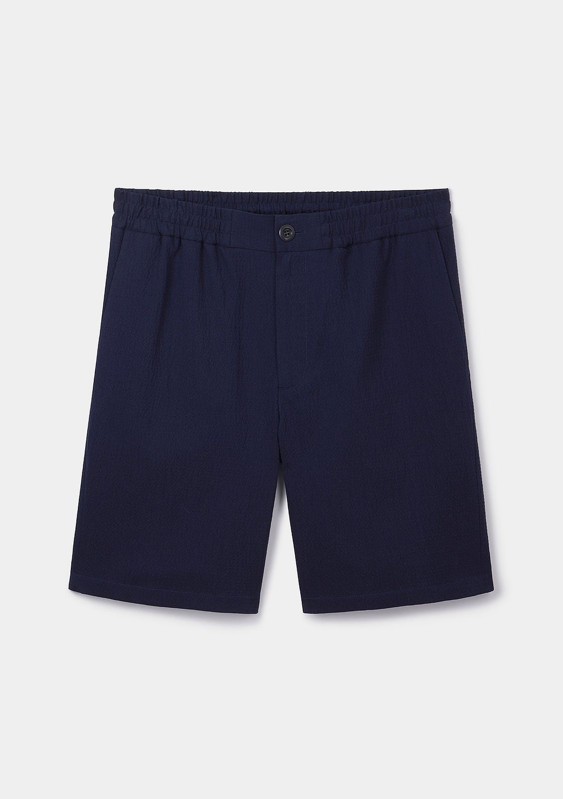 Navy Seersucker Drawstring Shorts