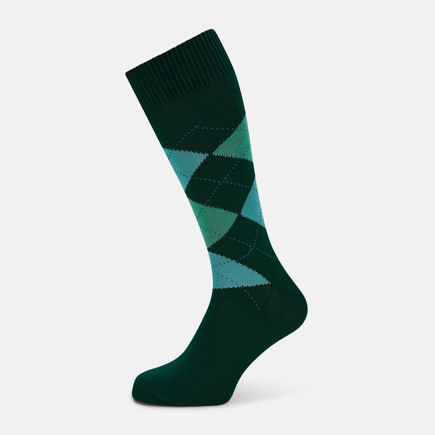 Olive Check Mid-Length Socks
