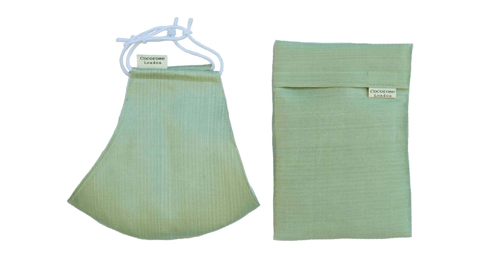 Silk Face Mask with Filter Pocket and Matching Pouch - Sage Green