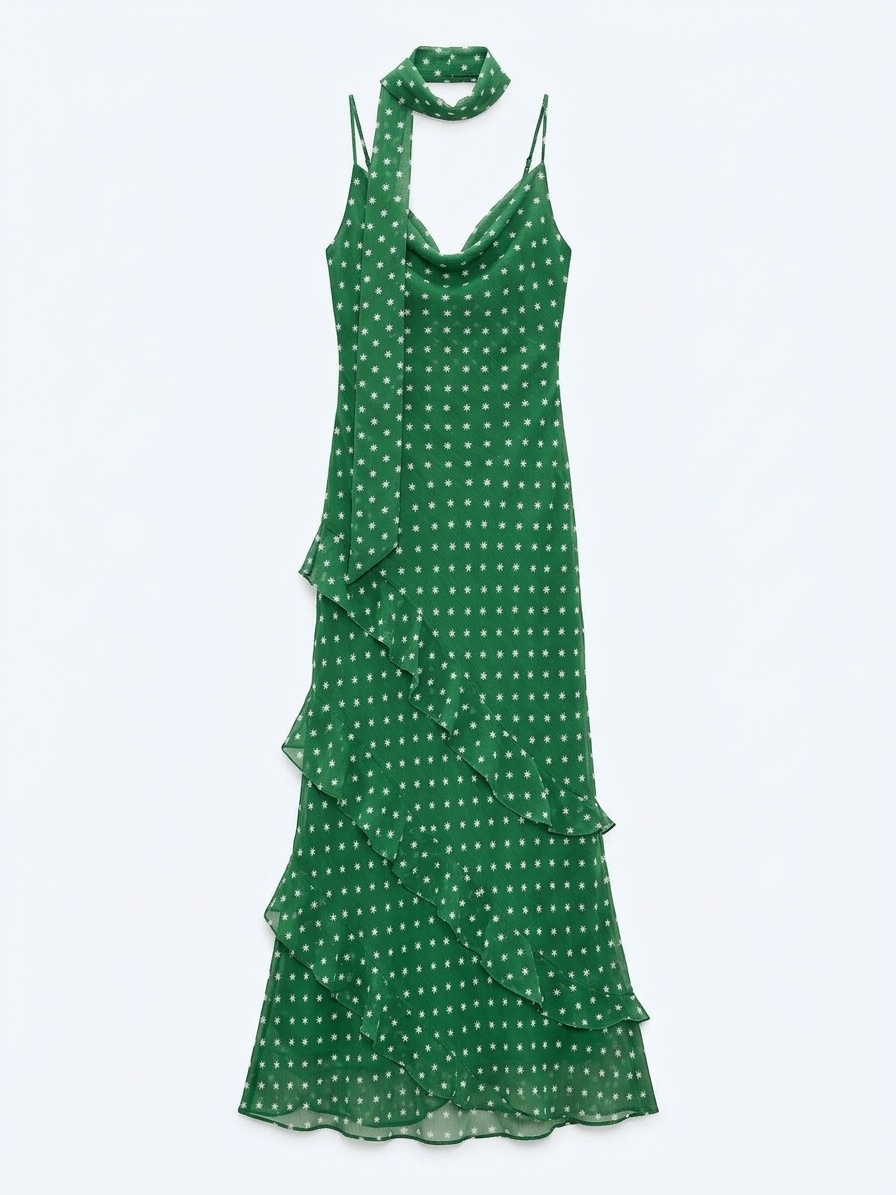 Taylor Dress In Green Starburst Print