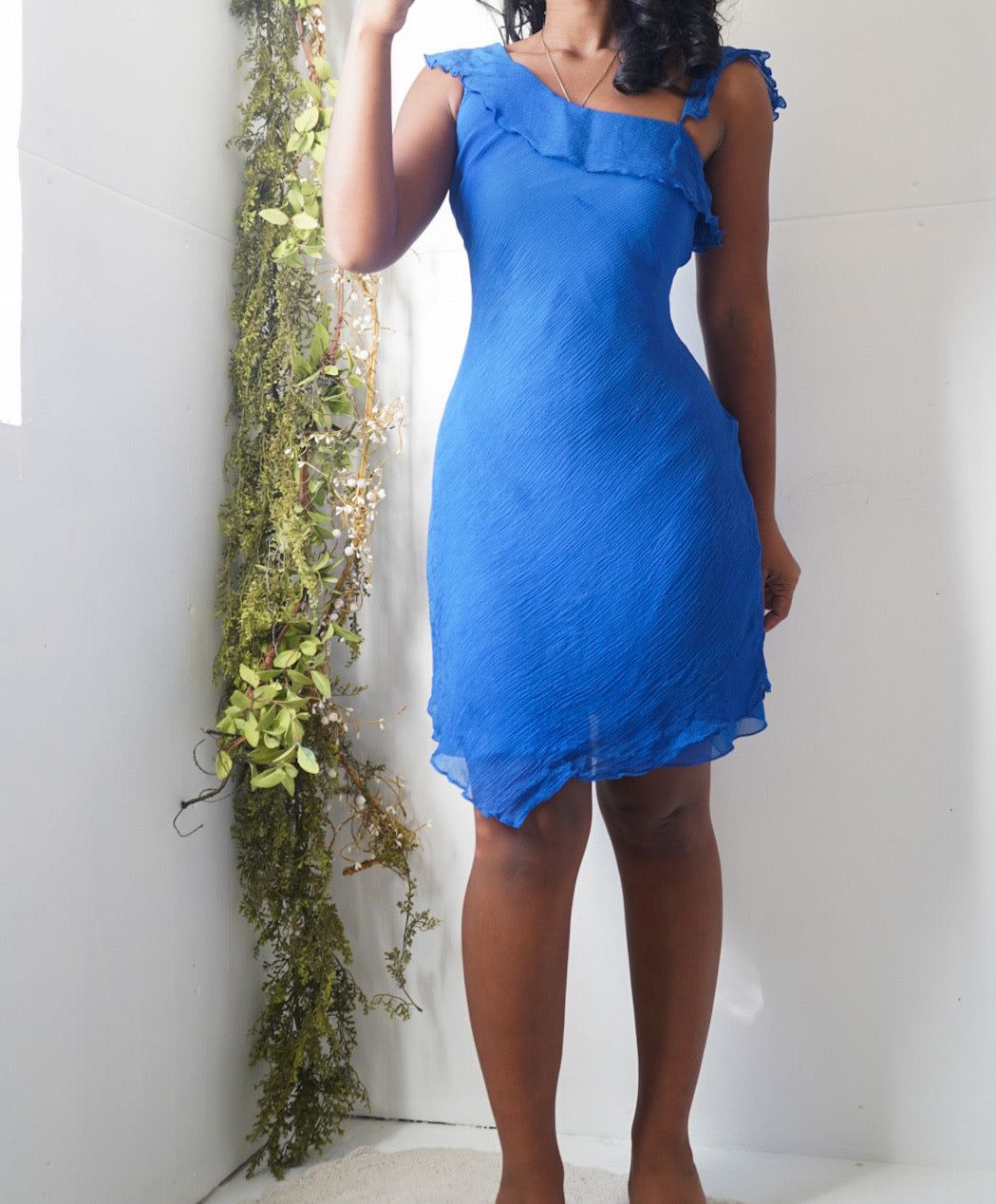 Bright Blue Silk Mini Dress