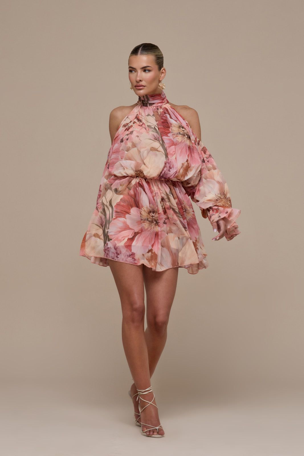 UNA HALTER NECK MINI DRESS | FLORAL PRINT